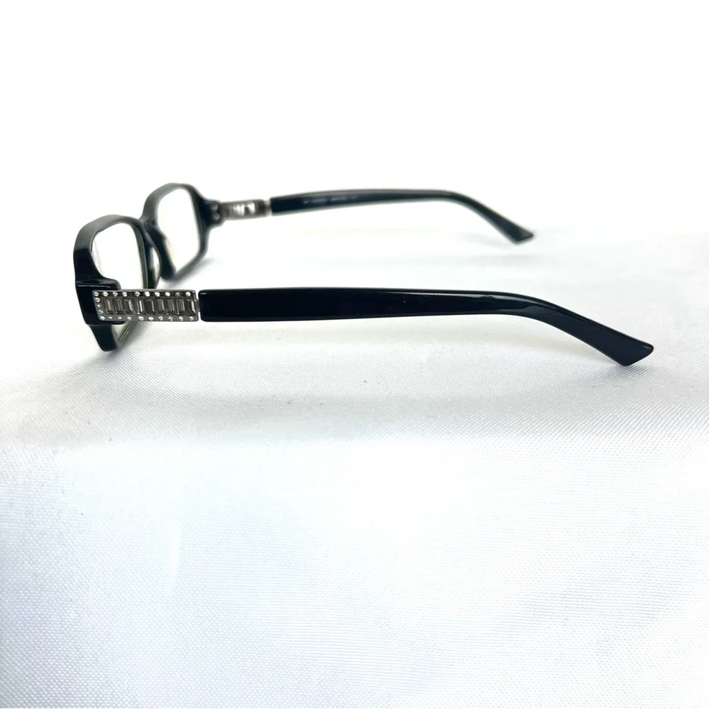 VALENTINO Italy 130 5456 Rectangular Lens Crystal Black Frames Eyeglasses